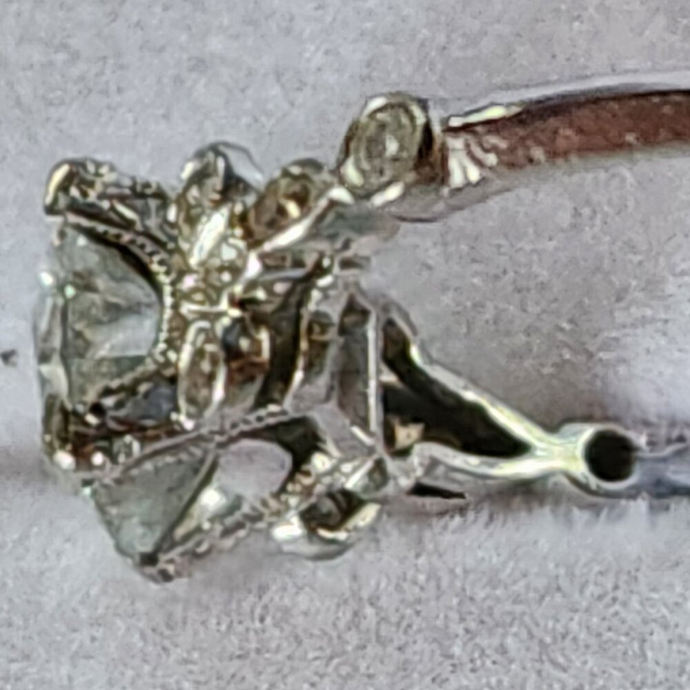 Vintage PLATINUM solitaire ENGAGMENT RING 2 CT Charles Colvard Moissanite. Sz 6 - Picture 3 of 16